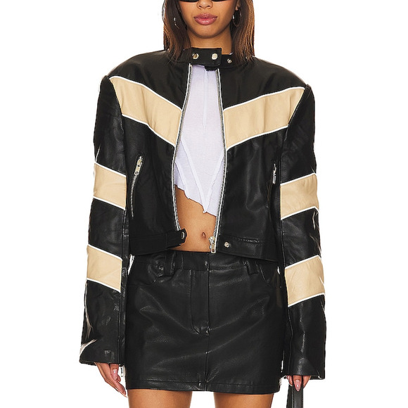 By.Dyln 'Tobaias' Black Polyurethane Faux Leather Moto Jacket Size S